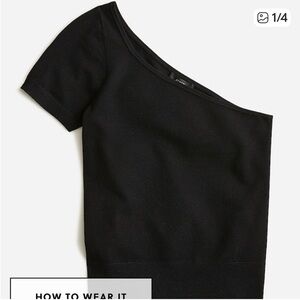J. Crew Black One-Shoulder Short Sleeve Sweater